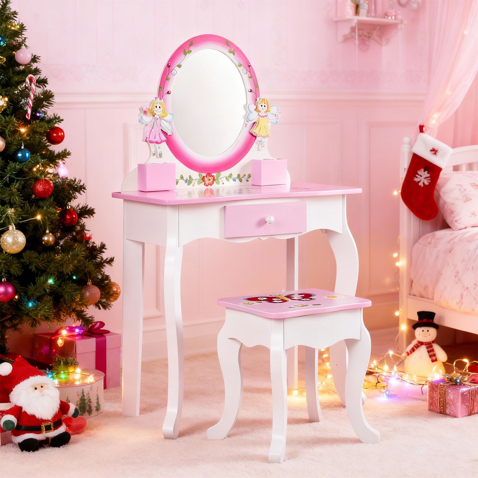Beauty Makeup Kit For Kids - طاولة تجميل للأطفال بتصميم زهري من