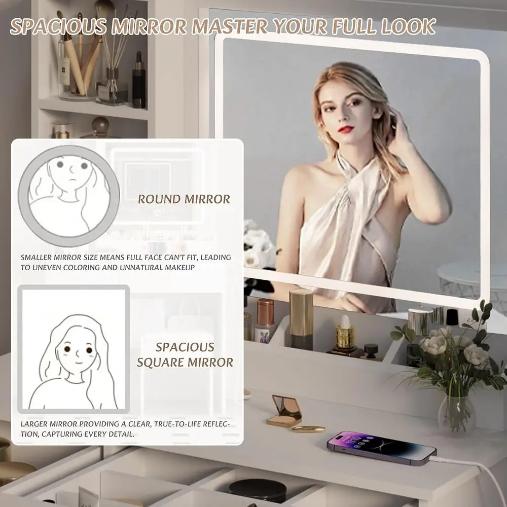 طقم طاولة تجميل مع مرآة ومساحة - مراجعة Beauty Makeup Outlet وسعره
