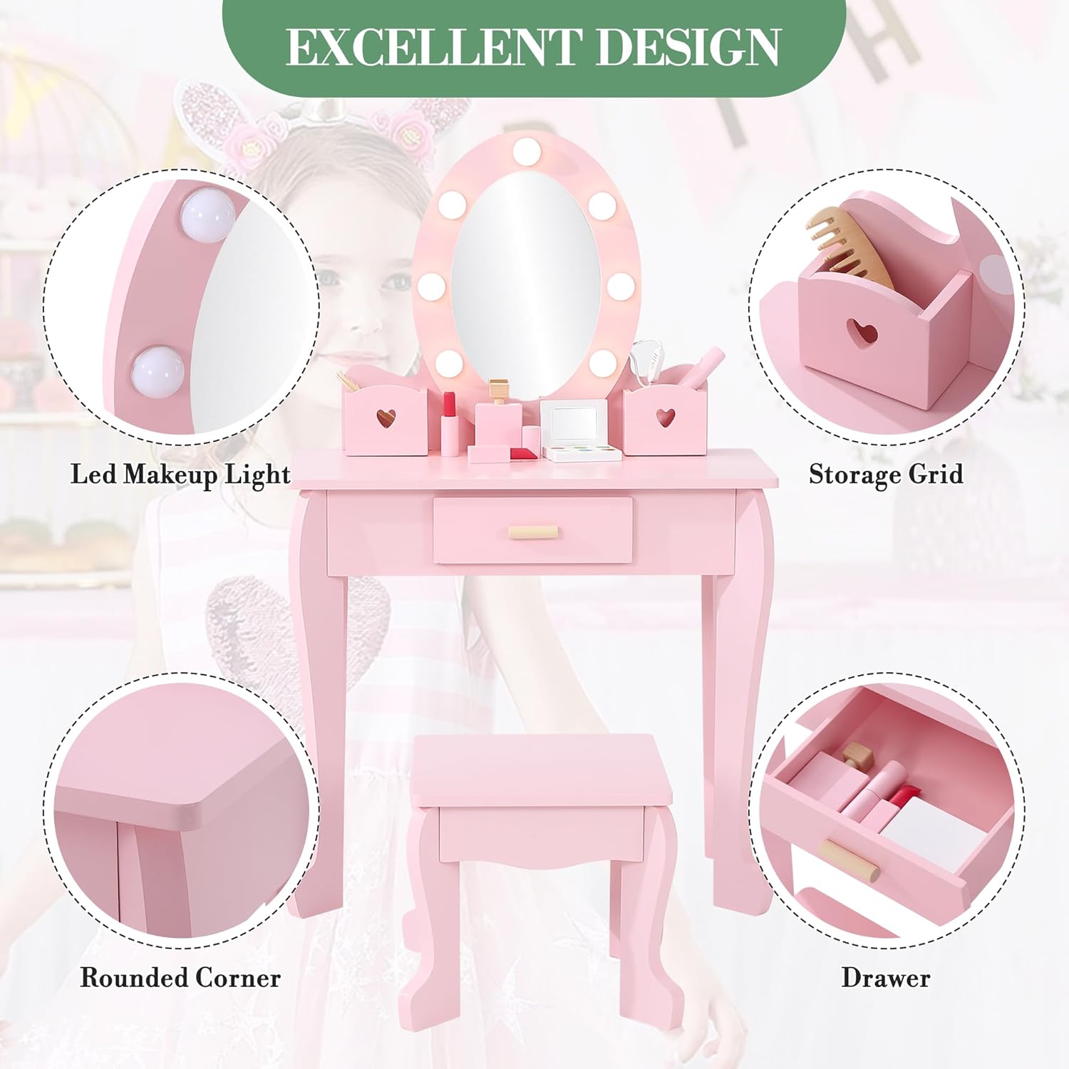 طاولة تزيين للأطفال مع كرسي وإ - مراجعة Beauty Makeup Kit For Kids وسعره